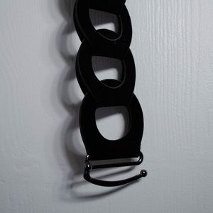 Black Elastic and Faux Suede Waist Belt